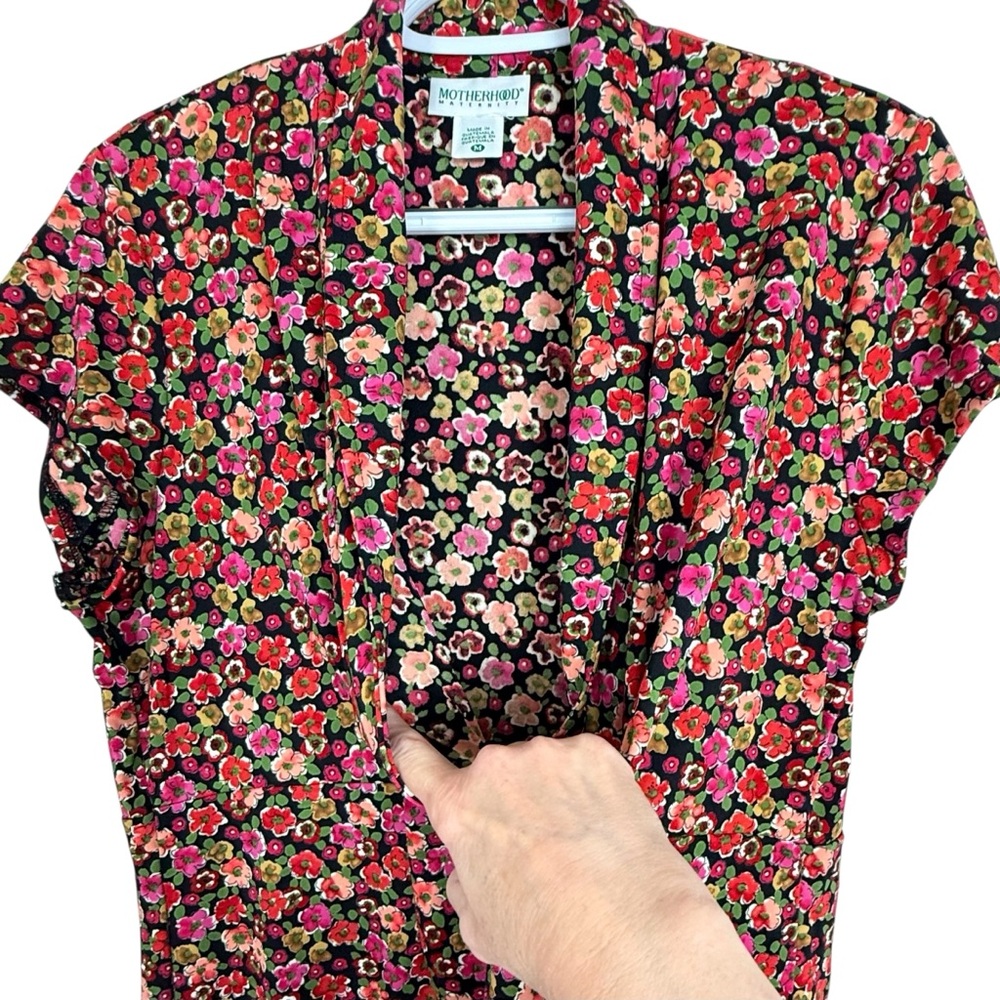Motherhood Maternity Floral Faux Wrap Midi Dress Size M - Picture 6 of 12